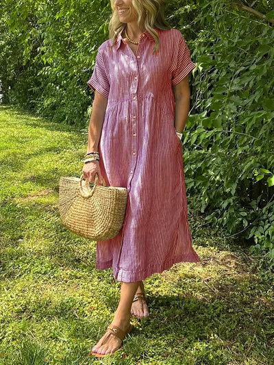 Celira | Striped Button-Up Shirt dress