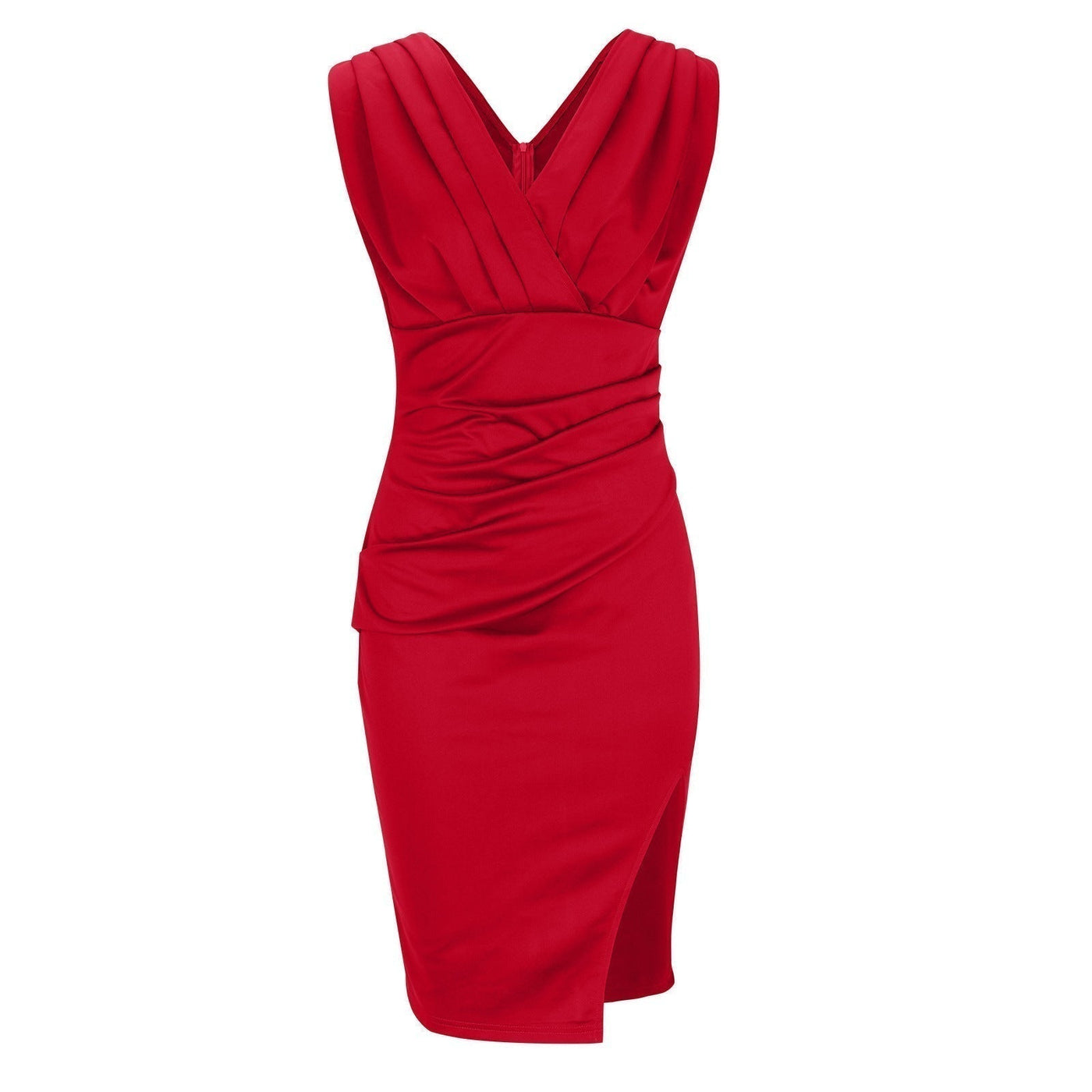 BRENDA | Fitted Dress with a V-Neck and Slit
