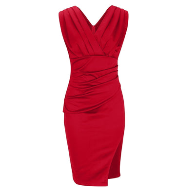 BRENDA | Fitted Dress with a V-Neck and Slit