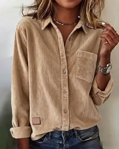 Trendy Corduroy Shirt with Revers