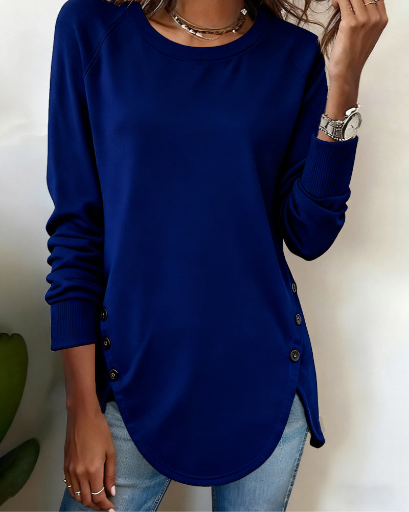 Irregular Hem Sweatshirt with Raglan Sleeves