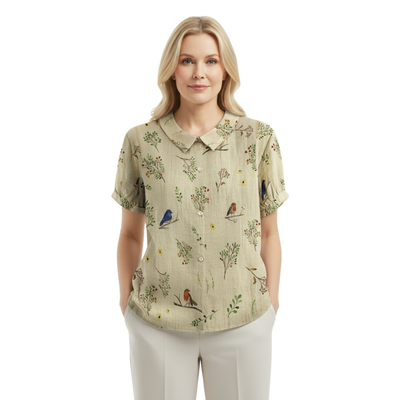 ALINA™ | Elegant Woven Blouse with Print