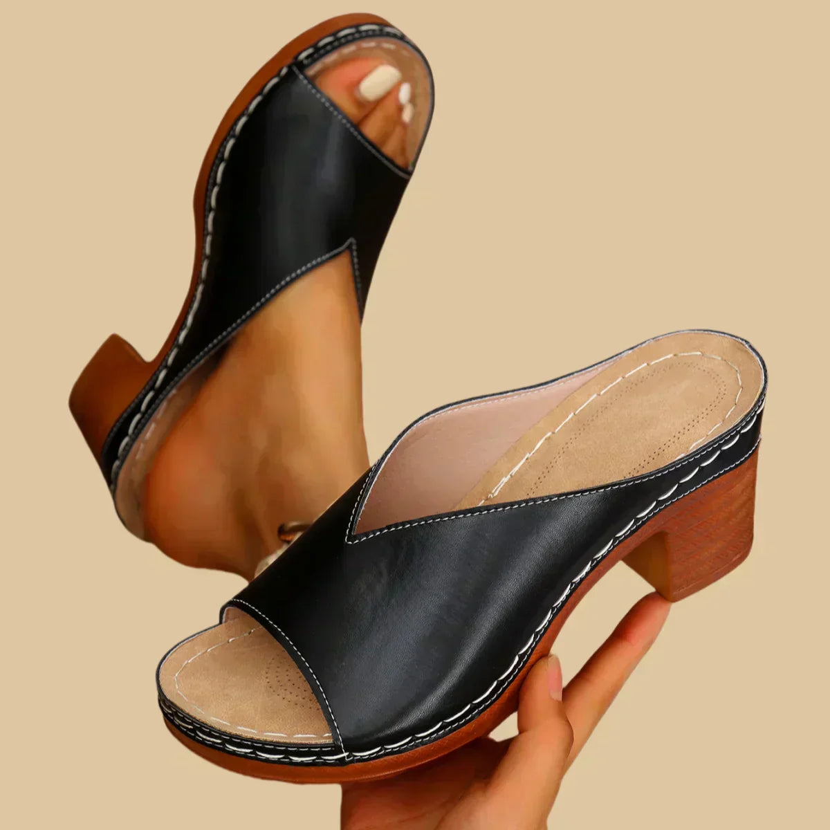 Navy™ | Orthopedic Sandals with Thick Heels