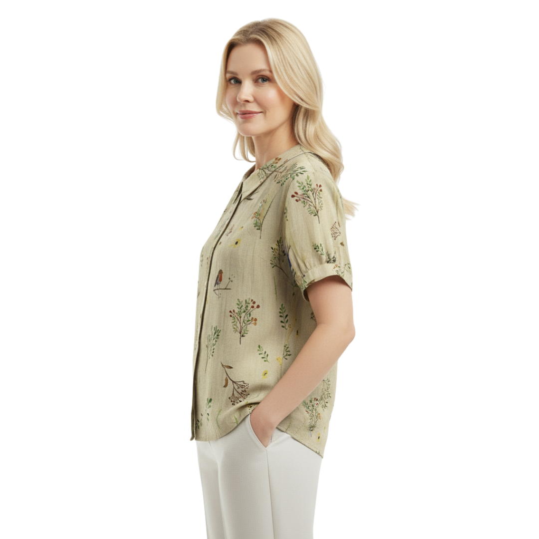 ALINA™ | Elegant Woven Blouse with Print