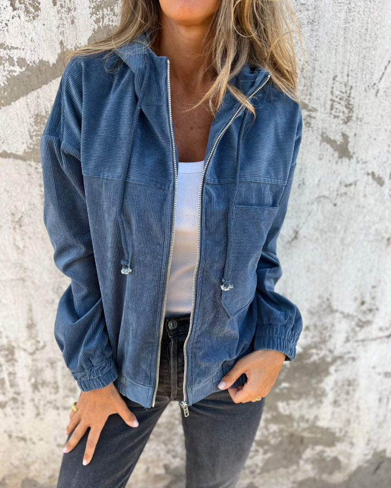 Brisa | Corduroy Hooded Jacket with Zipper
