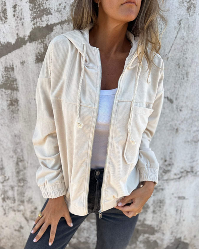 Brisa | Corduroy Hooded Jacket with Zipper