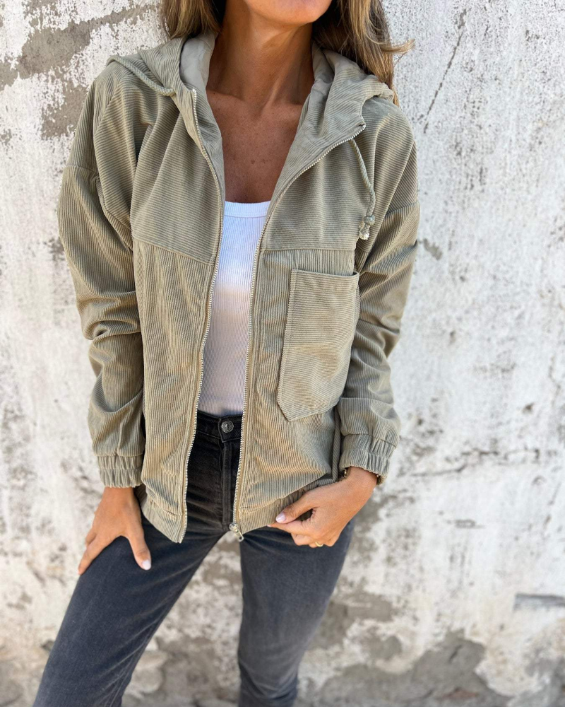 Brisa | Corduroy Hooded Jacket with Zipper