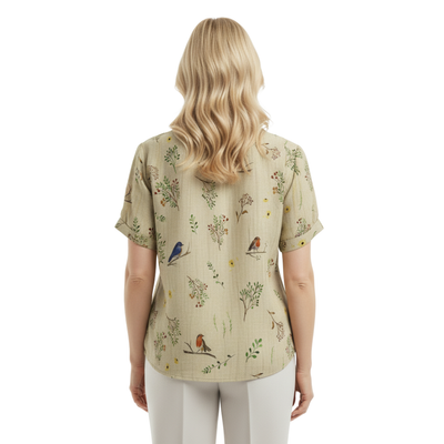 ALINA™ | Elegant Woven Blouse with Print
