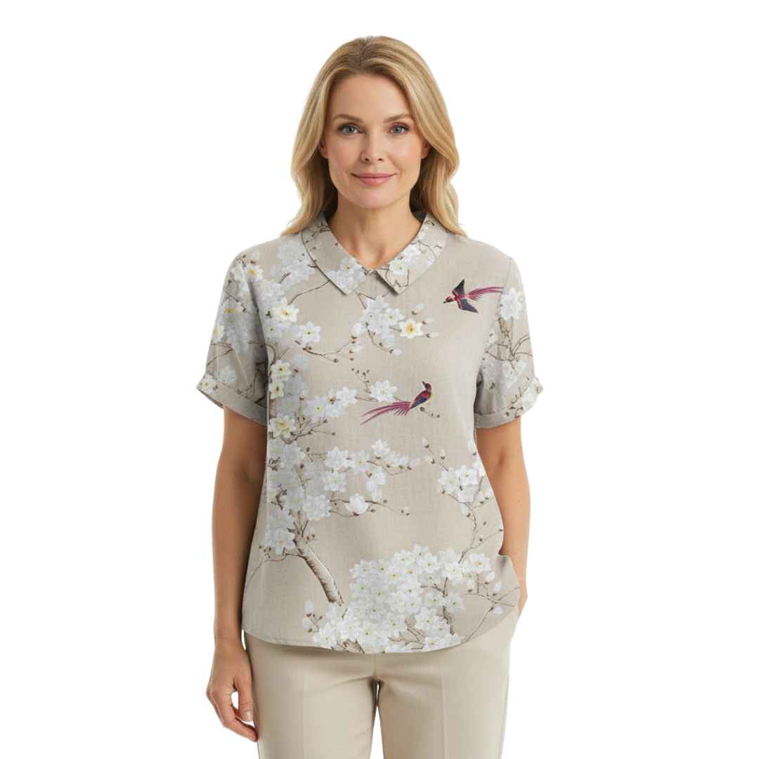ALINA™ | Elegant Woven Blouse with Print