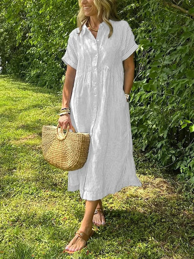 Celira | Striped Button-Up Shirt dress