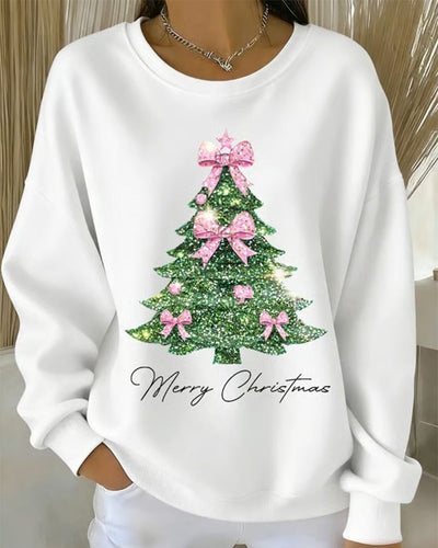 Round Neck Long Sleeve Christmas Printed Sweatshirt