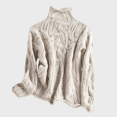 Ksenia – Cashmere Turtleneck with Cable Knit Pattern