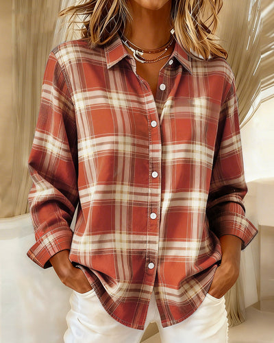 Shirt with Plaid Pattern and Collar