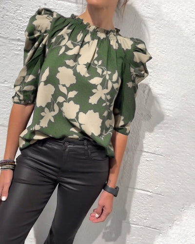 Puff Sleeve Ruffled Blouse