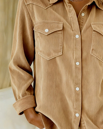 Long Sleeve Button-Up Shirt with Lapel