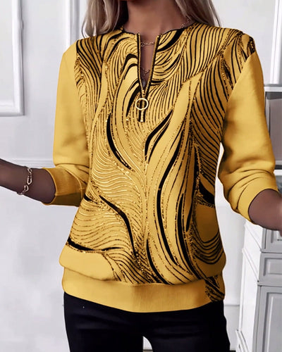 Casual Printed Zip-Up Sweatshirt