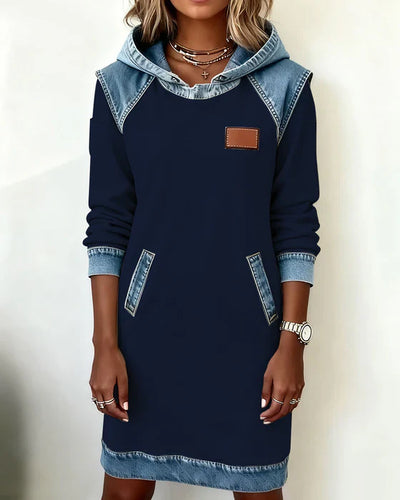 Lunariae - Casual Hooded Dress with Contrasting Style