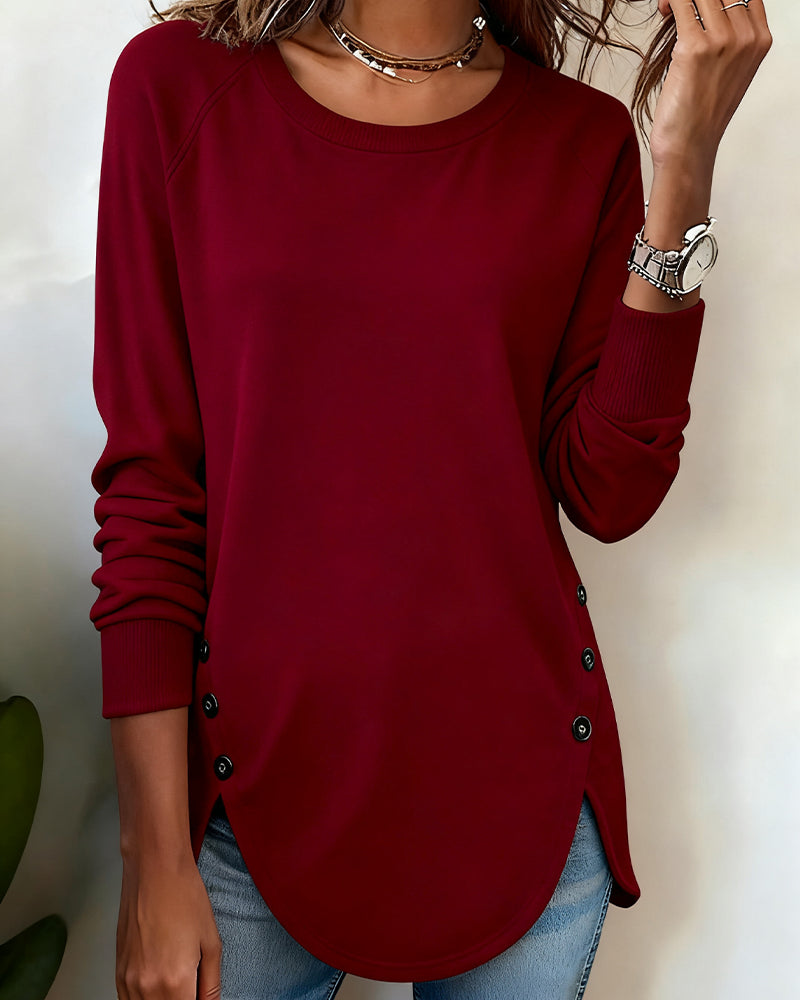 Irregular Hem Sweatshirt with Raglan Sleeves