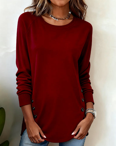 Irregular Hem Sweatshirt with Raglan Sleeves