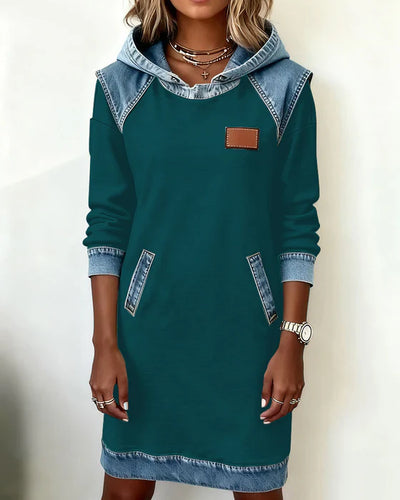 Lunariae - Casual Hooded Dress with Contrasting Style