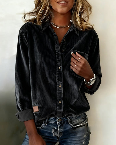 Trendy Corduroy Shirt with Revers