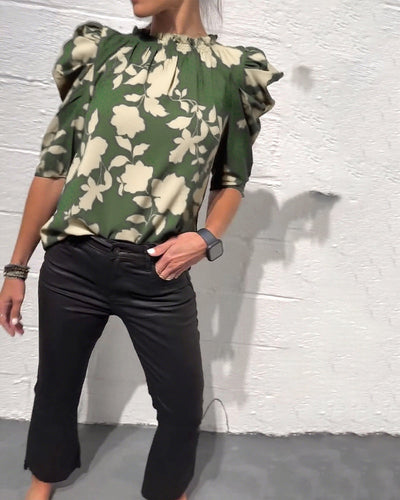 Puff Sleeve Ruffled Blouse