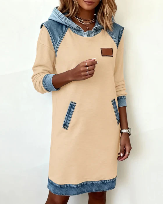 Lunariae - Casual Hooded Dress with Contrasting Style