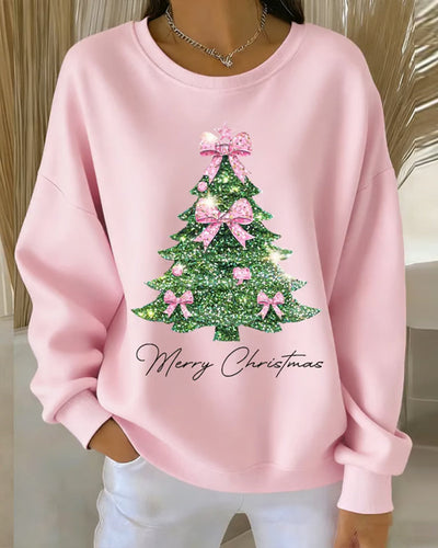 Round Neck Long Sleeve Christmas Printed Sweatshirt
