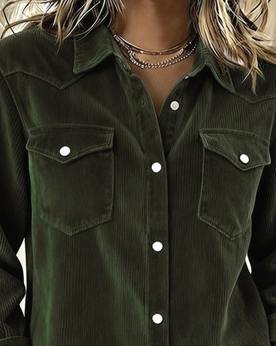 Long Sleeve Button-Up Shirt with Lapel