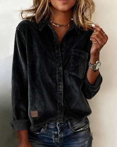 Trendy Corduroy Shirt with Revers