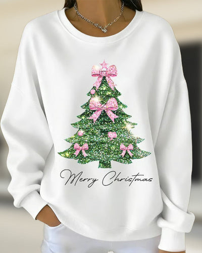 Round Neck Long Sleeve Christmas Printed Sweatshirt