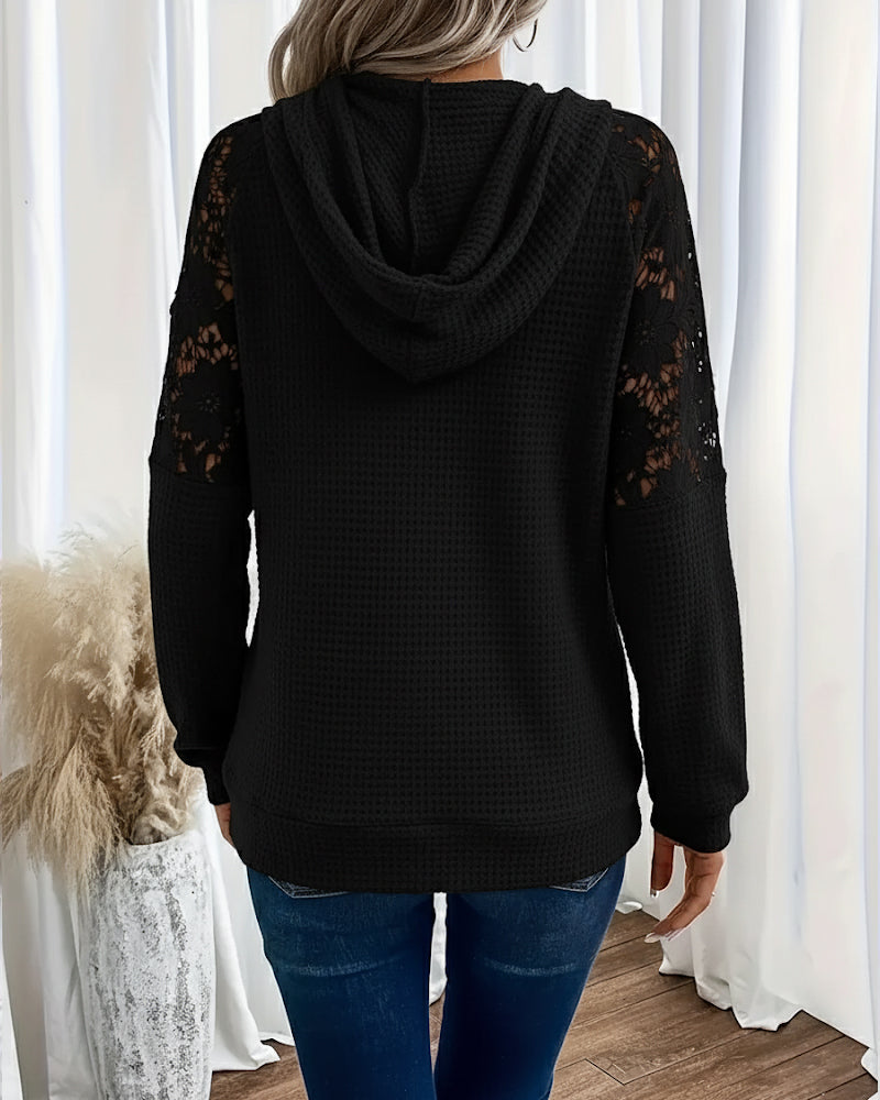 ALESSIA | Casual Lace Hoodie with V-Neck