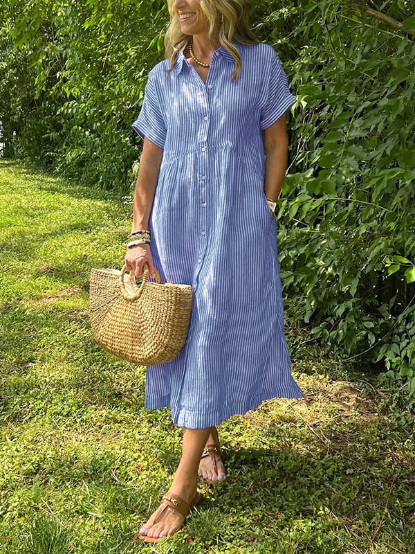 Celira | Striped Button-Up Shirt dress