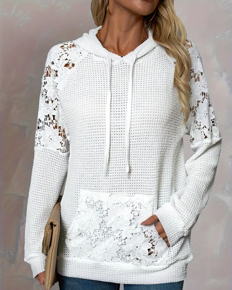 ALESSIA | Casual Lace Hoodie with V-Neck