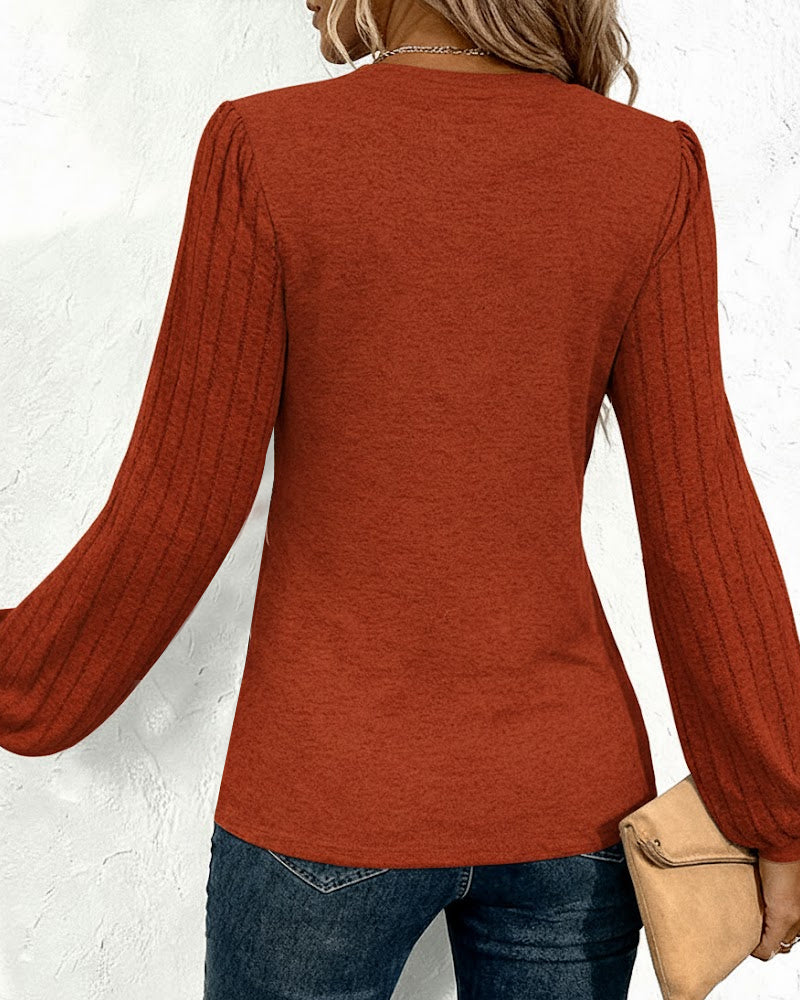 Striped Lantern Sleeve Top