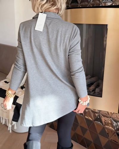 Irregular Collar Top with Long Sleeves