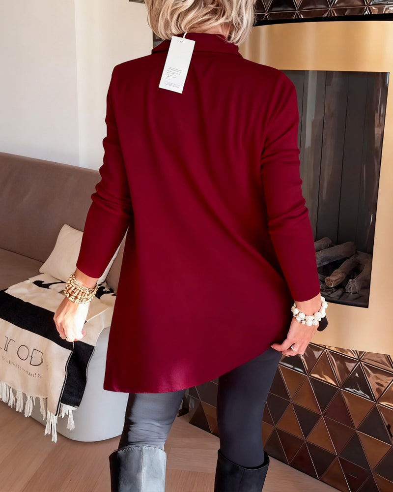 Irregular Collar Top with Long Sleeves
