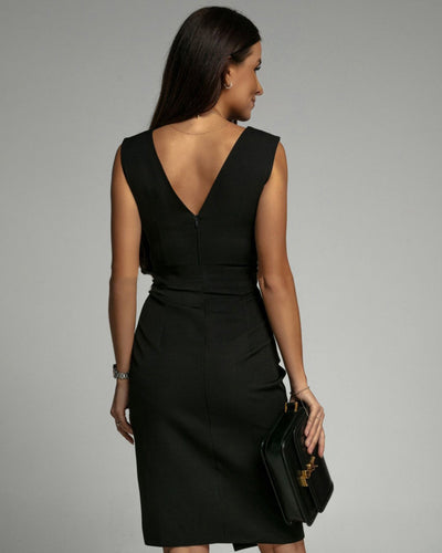 BRENDA | Fitted Dress with a V-Neck and Slit