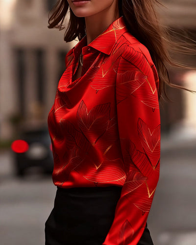 Elegant Satin Long Sleeve Blouse