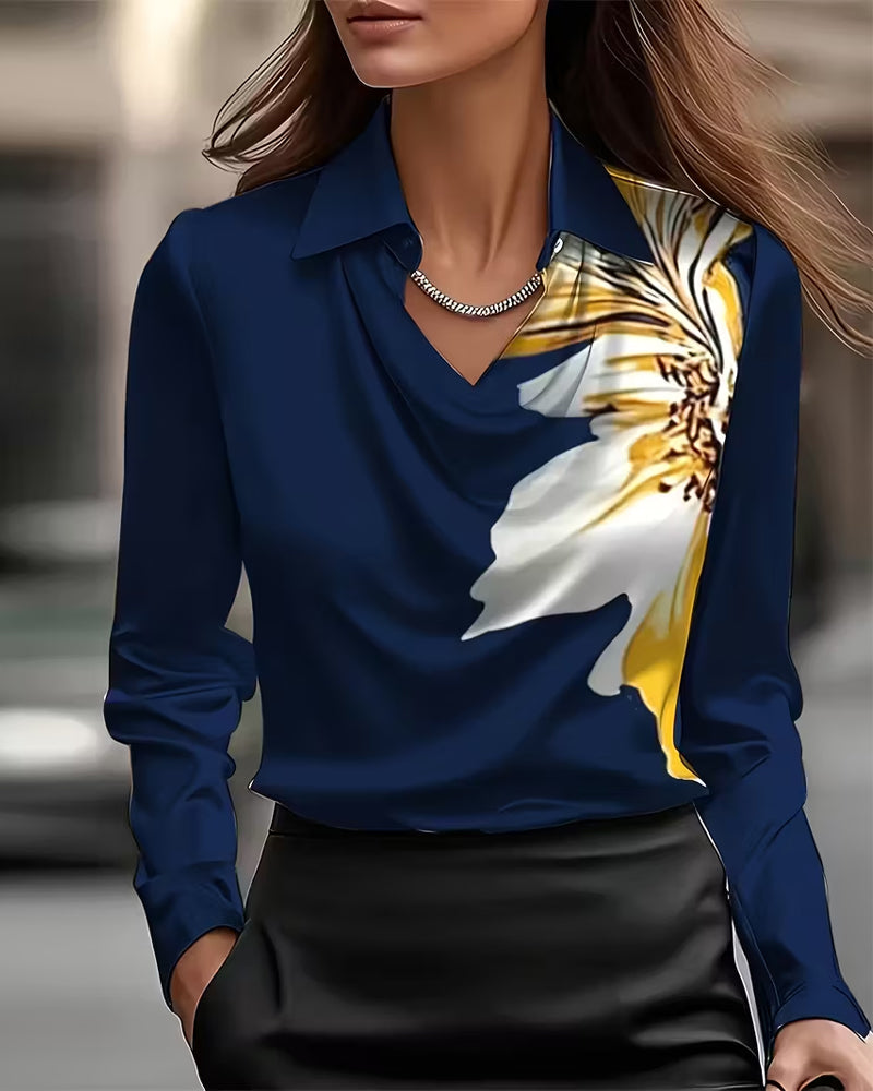 Printed Right Shoulder Reversed Blouse