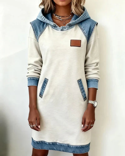 Lunariae - Casual Hooded Dress with Contrasting Style