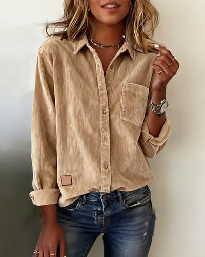 Trendy Corduroy Shirt with Revers
