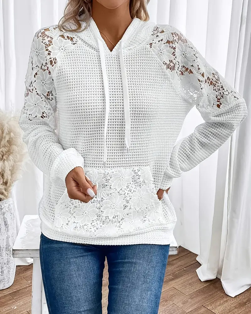 ALESSIA | Casual Lace Hoodie with V-Neck