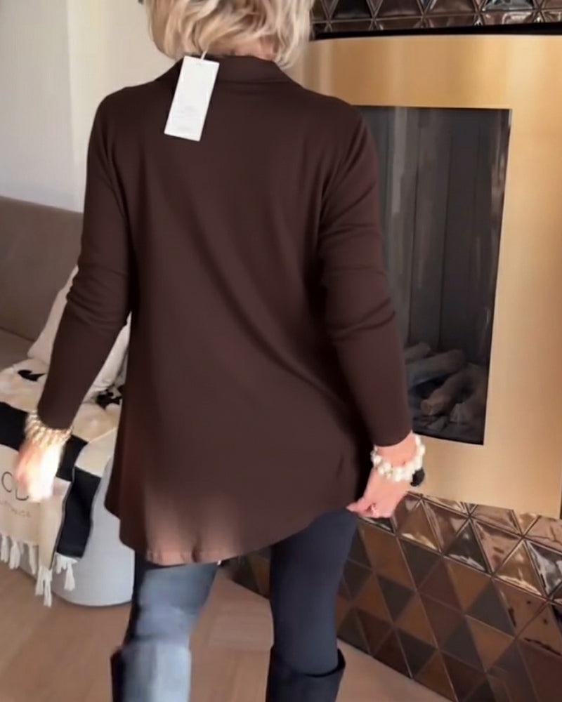 Irregular Collar Top with Long Sleeves