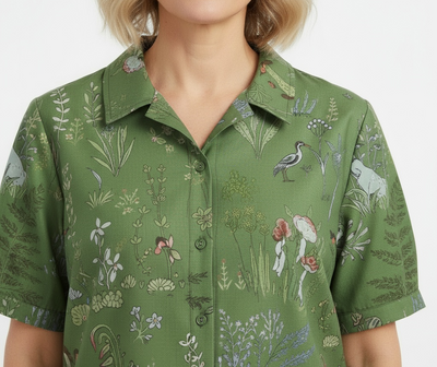 ALINA™ | Elegant Woven Blouse with Forest-Inspired Print