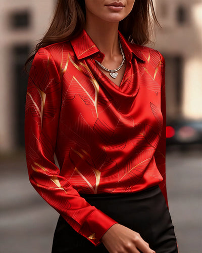 Elegant Satin Long Sleeve Blouse