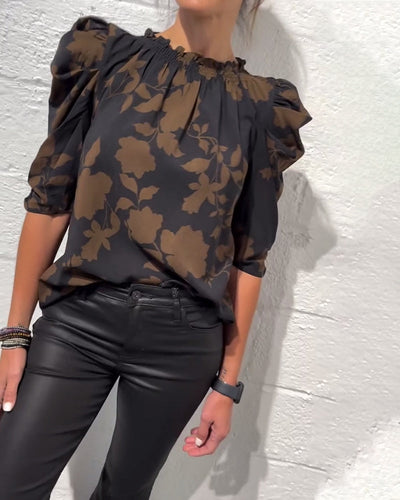 Puff Sleeve Ruffled Blouse