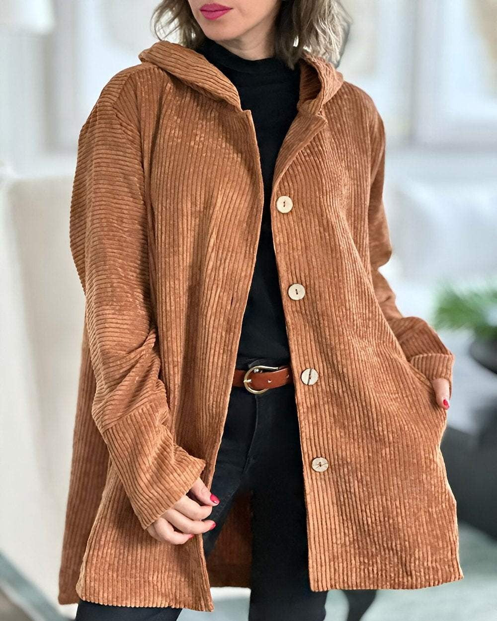 Ibby | Cozy Corduroy Hooded Jacket