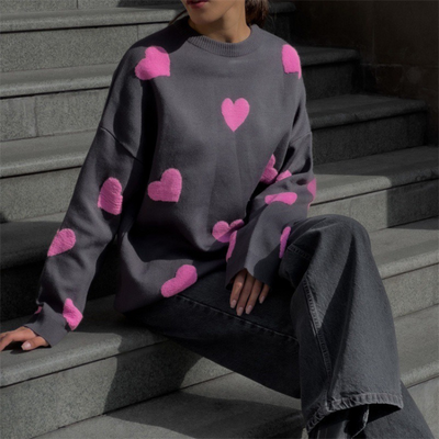 MILU | Cotton Blend Sweater with Hearts