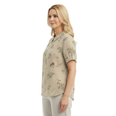 ALINA™ | Elegant Woven Blouse with Print